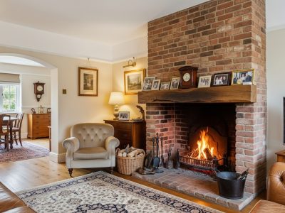 A certified professional from Webb & Son, your trusted local chimney sweep in Wolverhampton, performing routine maintenance on a residential fireplace.