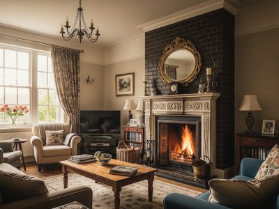 A professional from Webb & Son, your trusted local chimney sweeps Wolverhampton, providing expert chimney cleaning and maintenance for a residential home.